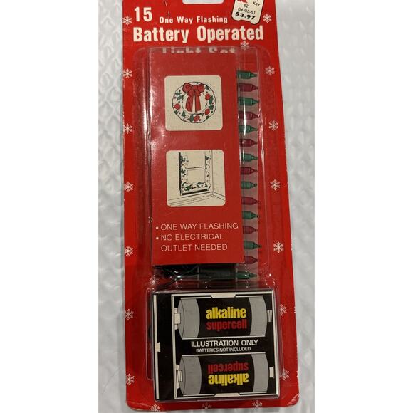 Vntg Kmart Battery Operated 15 Tiny Bulb String Wreath Christmas Lights - Picture 1 of 9